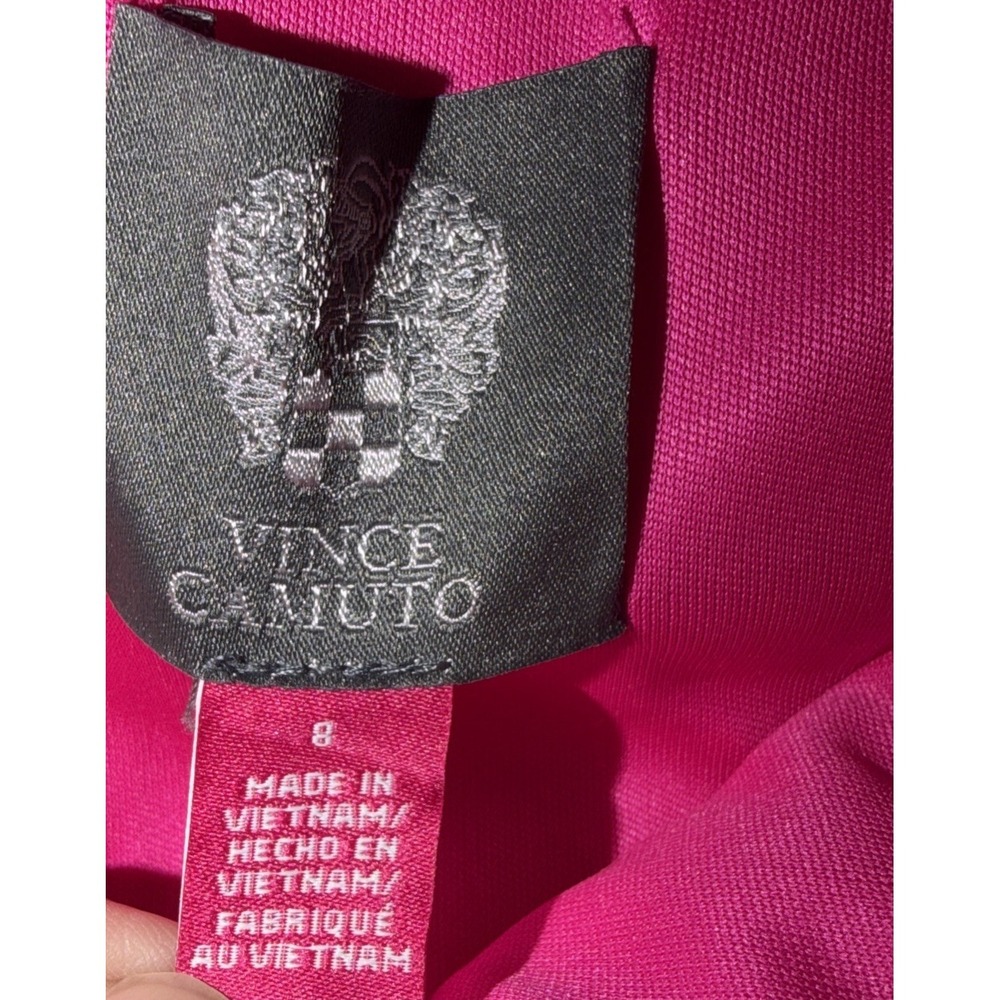 Vince Camuto Sleeveless Sheath Dress Size 8‎ V-Neck Hot Pink Swirl Applique - Picture 6 of 6